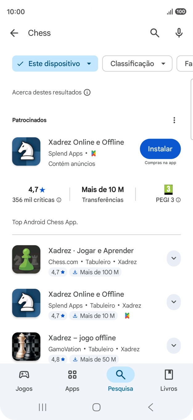 Prima a app pretendida.