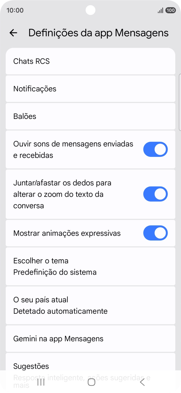 Prima Gemini na app Mensagens.