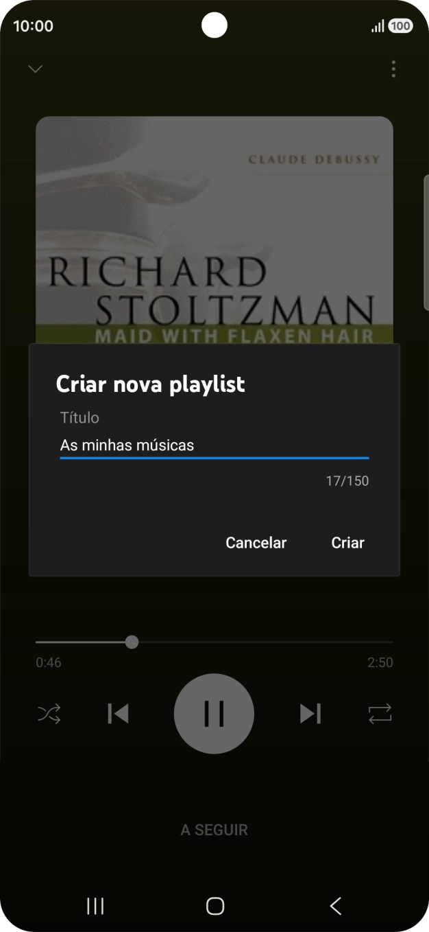 Introduza o nome pretendido para a lista de reprodução e prima Criar.