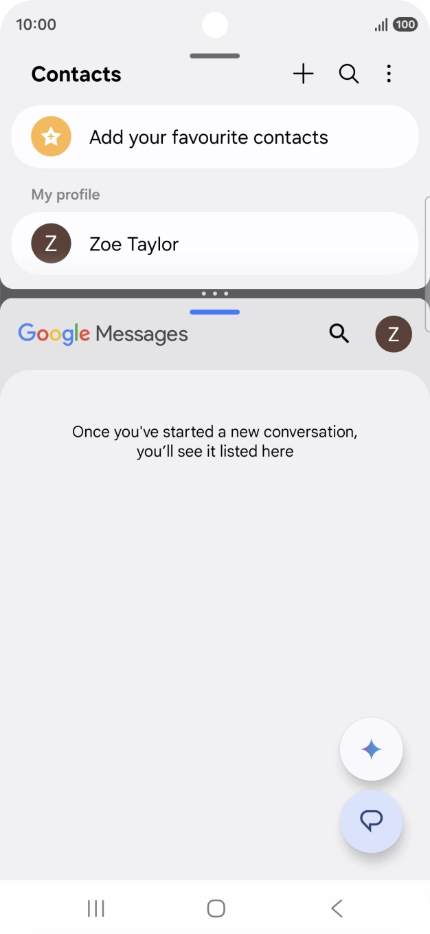 Drag up or down on the screen to adjust the application windows to the required size. Drag up or down on the screen to adjust the application windows to the required size.