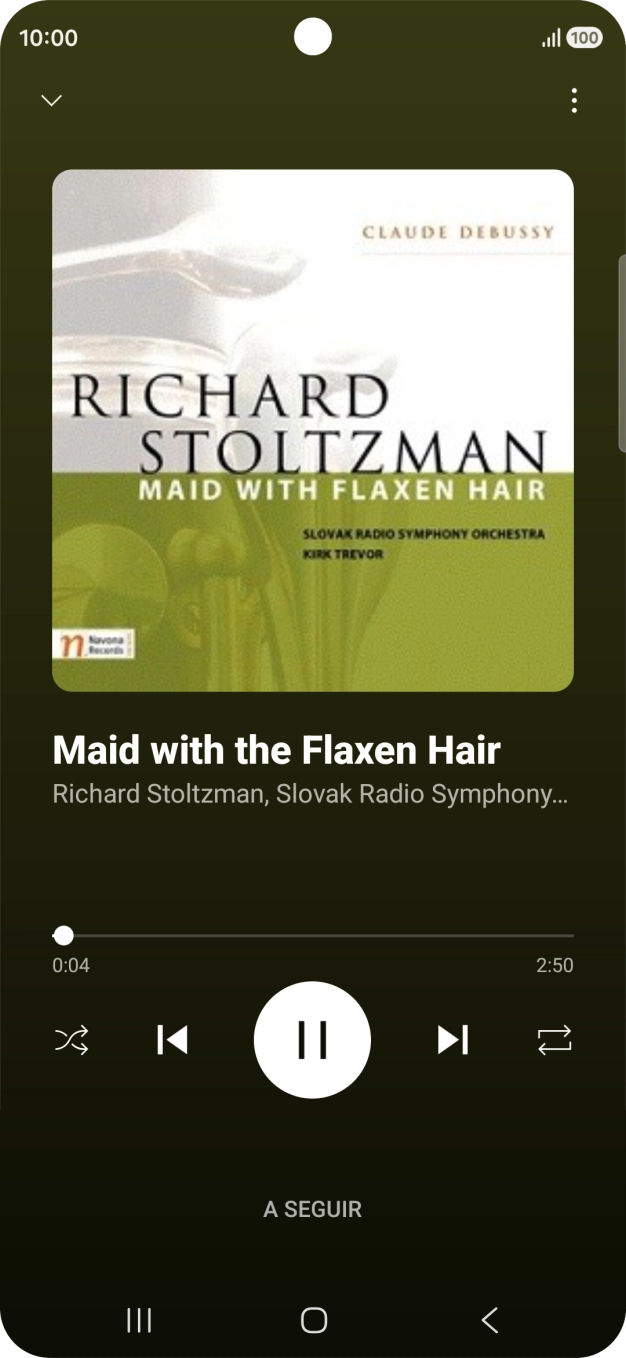 Prima a seta para a direita para ir para o ficheiro de música seguinte.