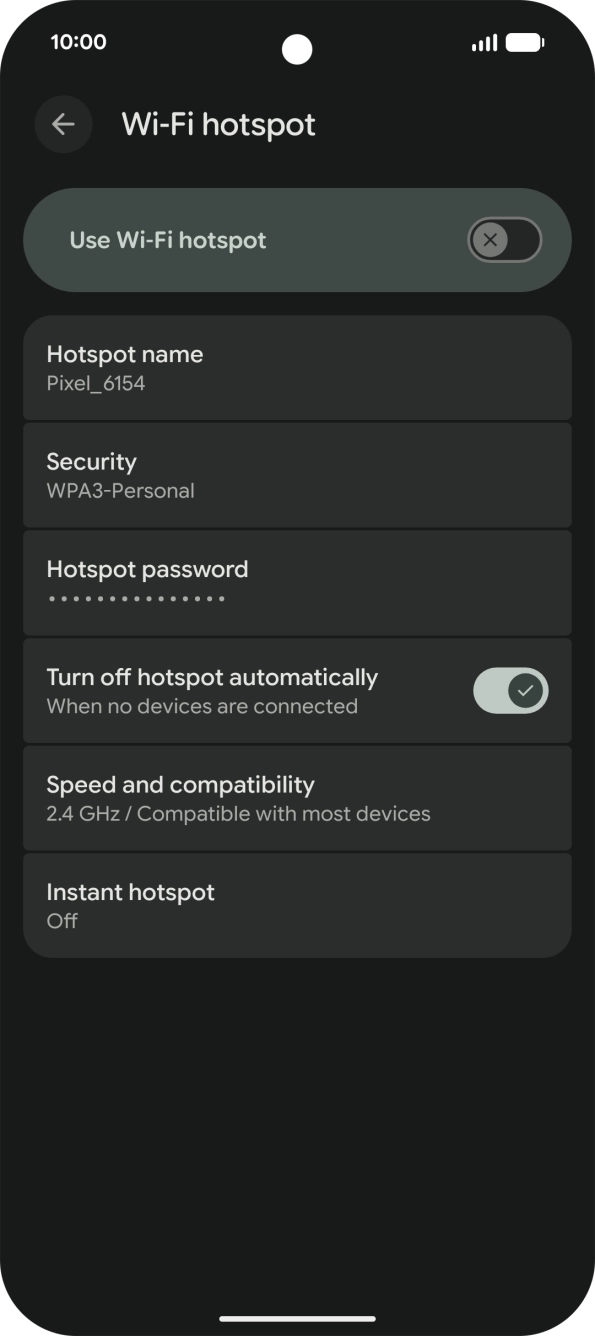Press Hotspot password and key in the required password. Press Hotspot password and key in the required password.