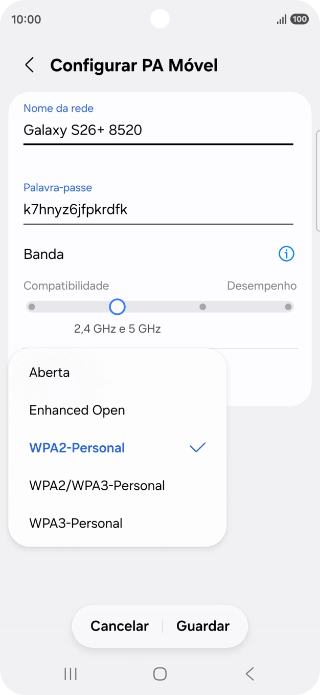 Prima WPA3-Personal para proteger o hotspot Wi-Fi com uma password.