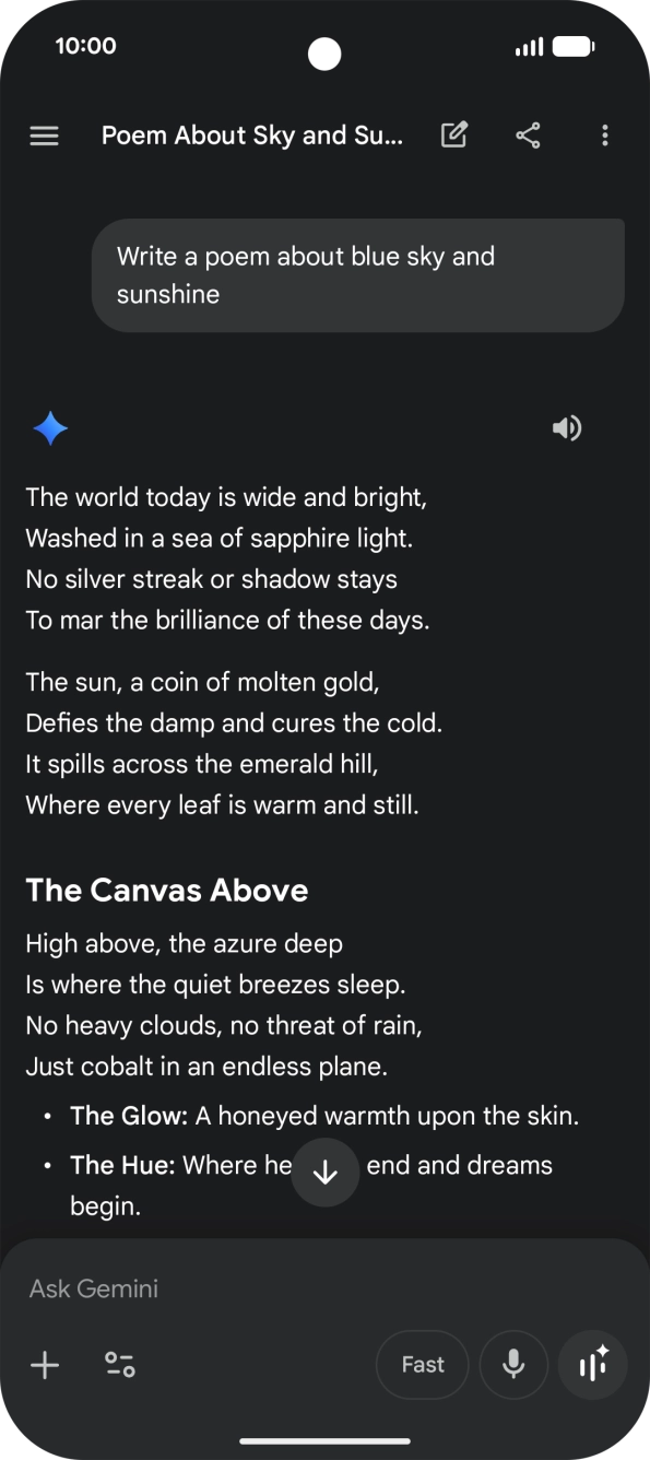 You can ask Gemini to generate a text based on your description.