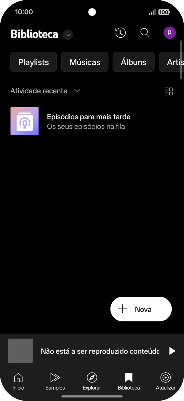 Prima a lista suspensa.