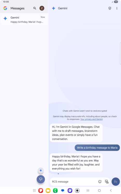 The text suggestion from Gemini is displayed.