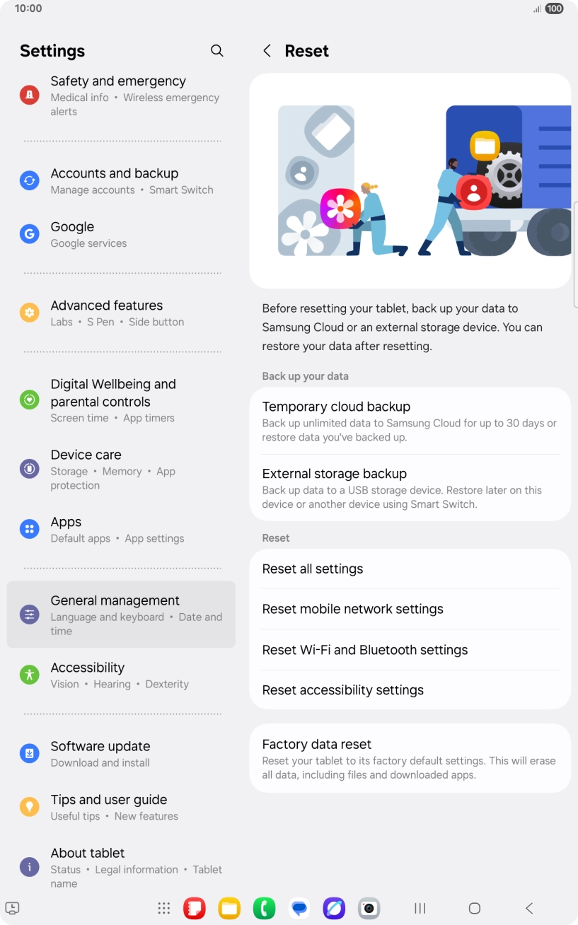 Press Factory data reset.