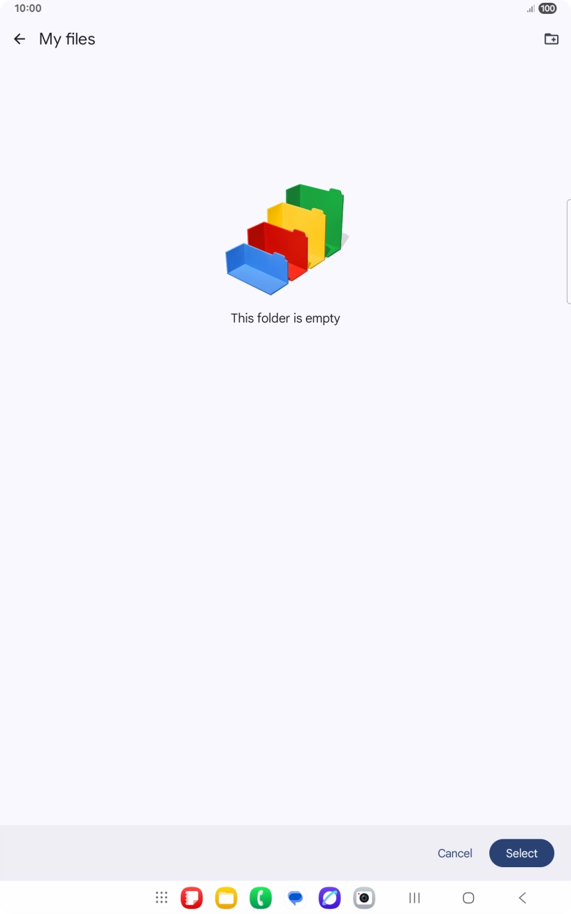 To create a new folder, press the new folder icon and follow the instructions on the screen to create a new folder.