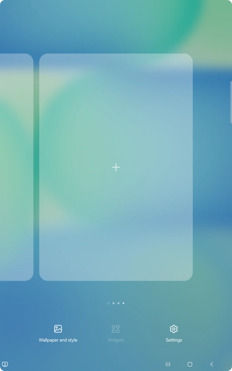 Press the add icon to add a home screen page.
