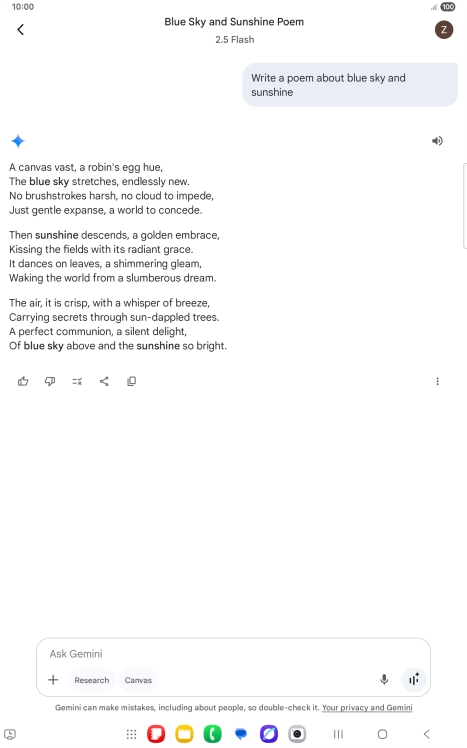 You can ask Gemini to generate a text based on your description. You can ask Gemini to generate a text based on your description.