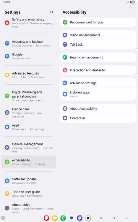 Press Vision enhancements and follow the instructions on the screen to select the required settings.