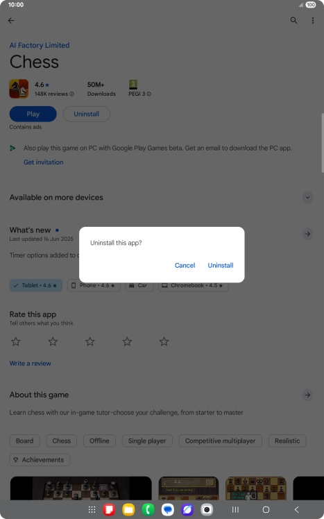 Press Uninstall.