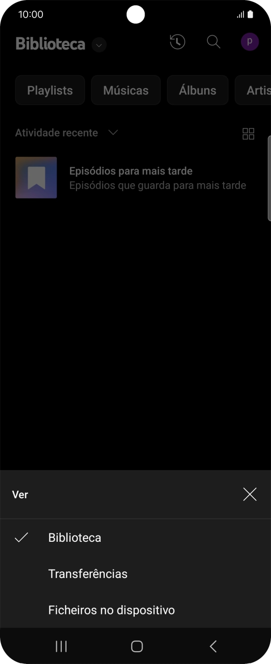 Prima a categoria pretendida e dirija-se ao ficheiro de música pretendido.