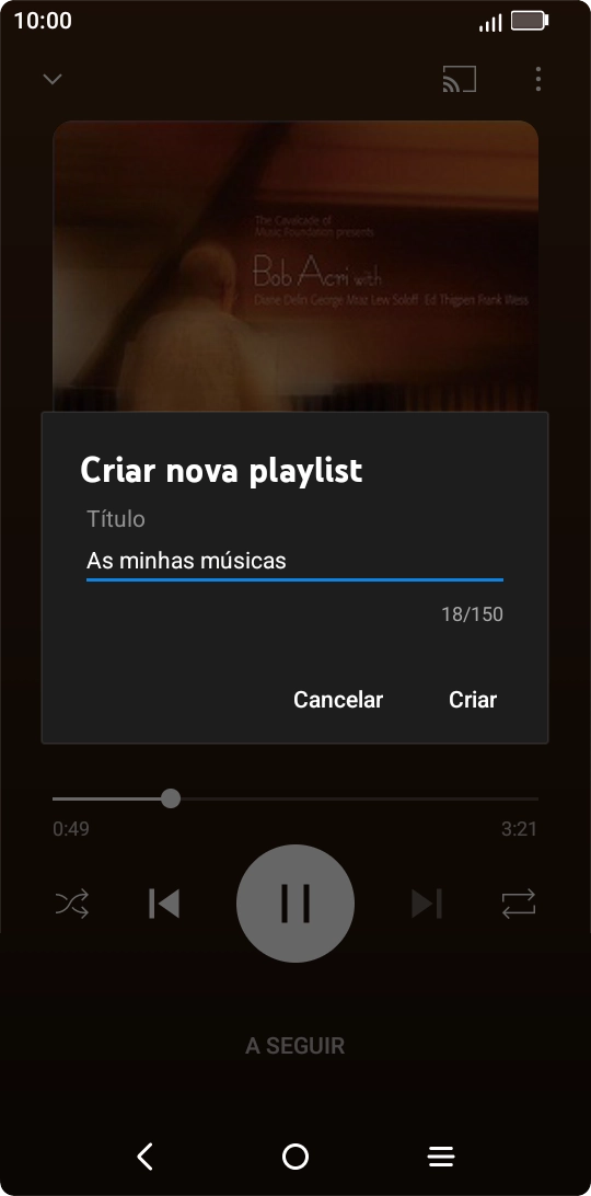 Introduza o nome pretendido para a lista de reprodução e prima Criar.