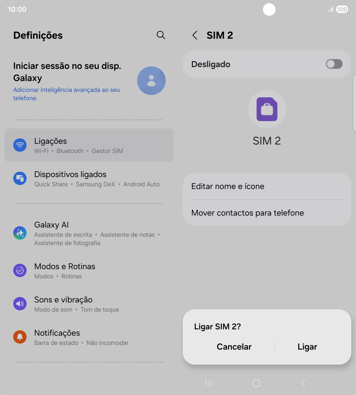 Se ativar a utilização do plano, deve premir Ligar.