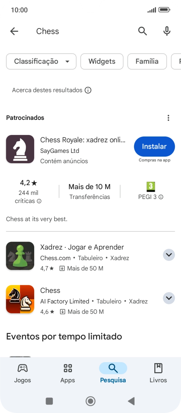 Prima a app pretendida.