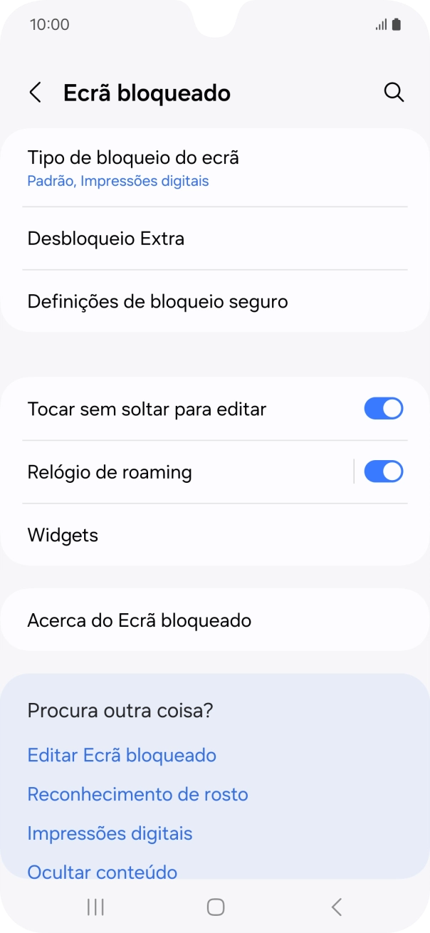 Prima Tipo de bloqueio do ecrã e introduza o código adicional de bloqueio do telefone que criou anteriormente.