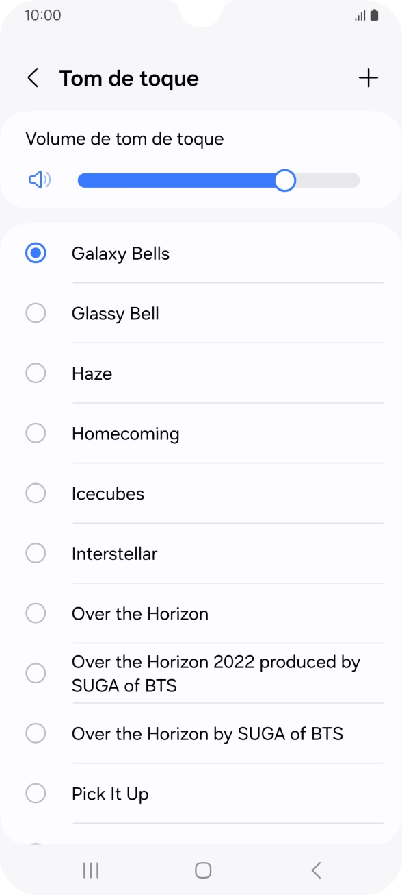 Prima os tons de toque pretendidos para os ouvir.