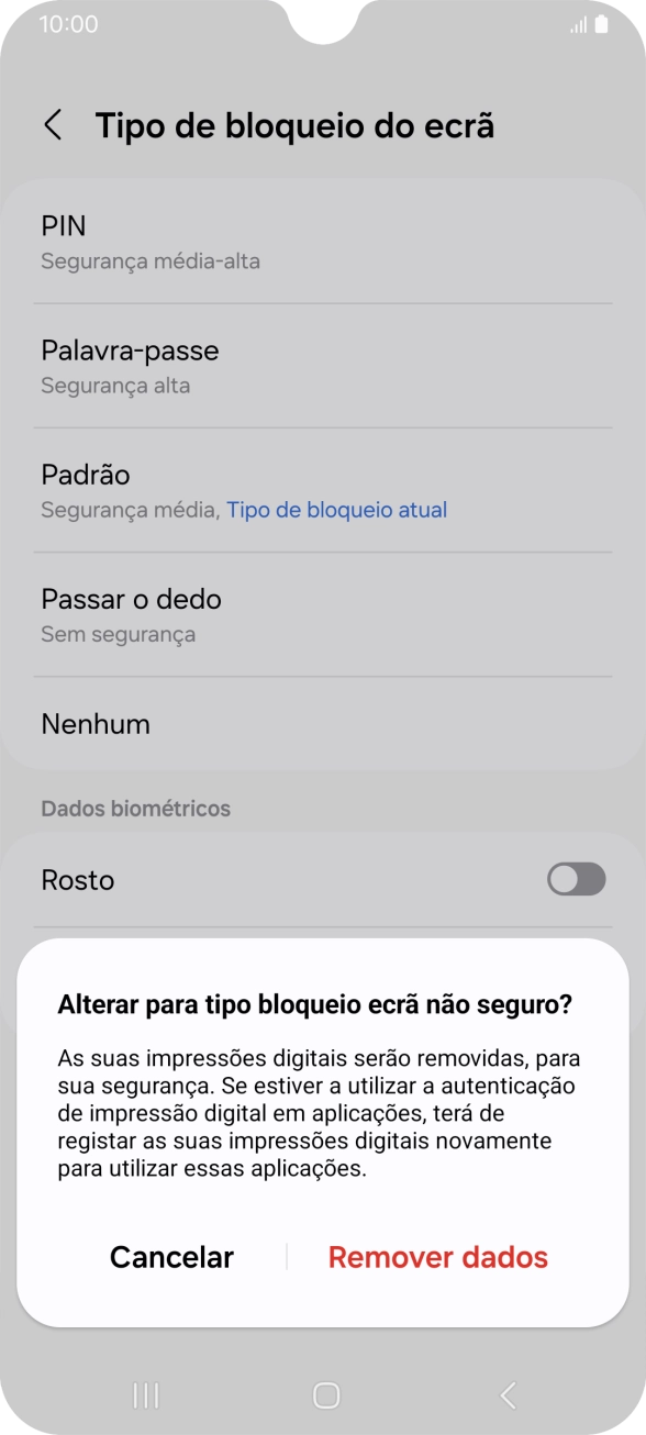 Prima Remover dados.