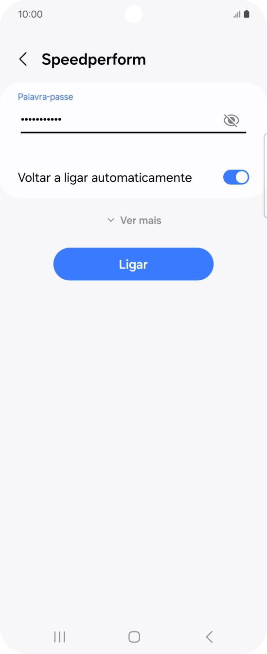 Introduza a password da rede Wi-Fi e prima Ligar.