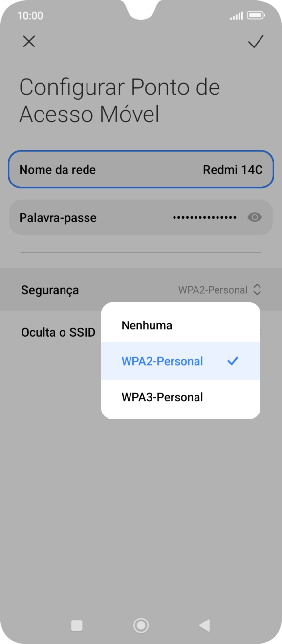 Prima WPA3-Personal para proteger o hotspot Wi-Fi com uma password.