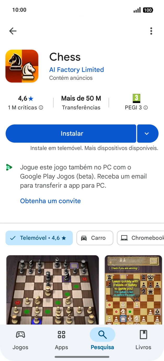 Prima Instalar e siga as indicações no ecrã para instalar a app.