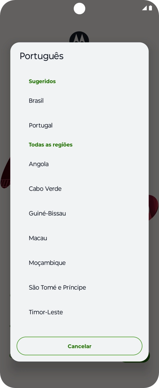 Prima a área ou país pretendido.