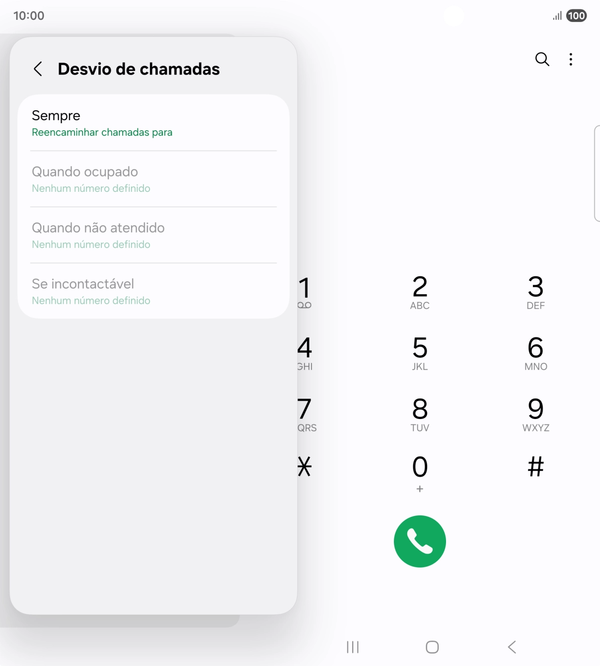 Prima o tipo de desvio pretendido.