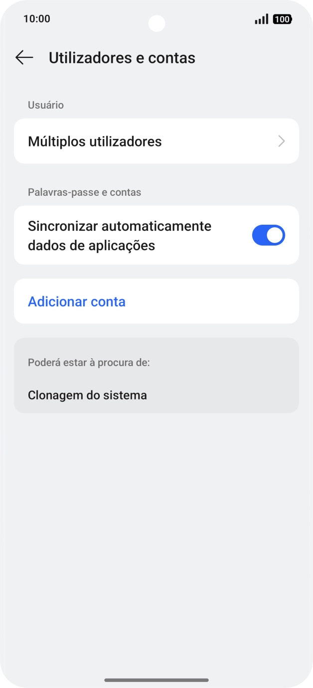 Prima Adicionar conta.