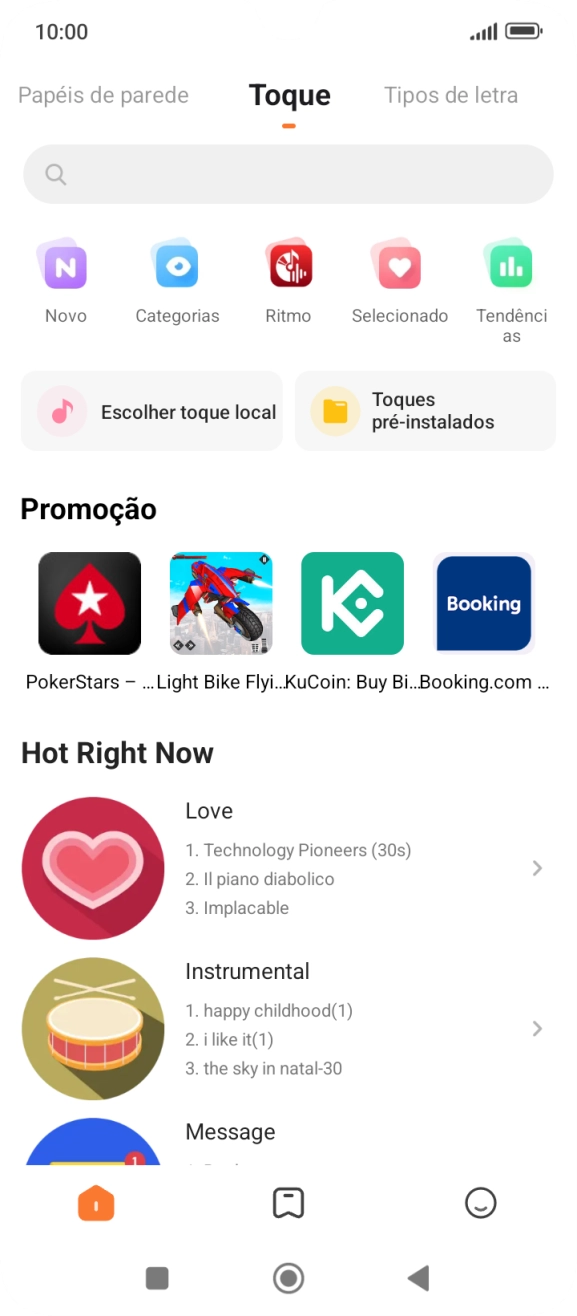 Se pretender escolher um tom de toque diferente do predefinido, prima Escolher toque local e siga as indicações no ecrã para escolher o tom de toque pretendido.