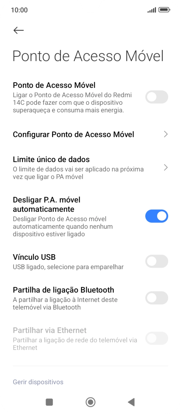 Prima Configurar Ponto de Acesso Móvel.