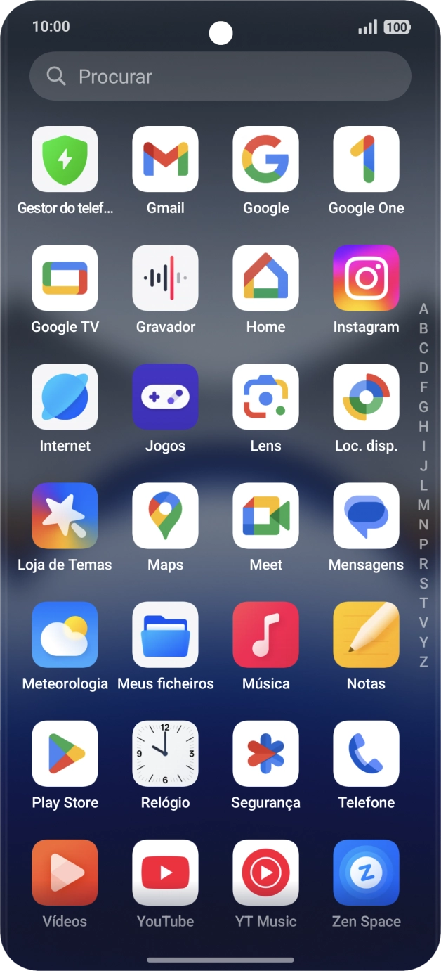 Abra uma app suportada, por ex. Notas.