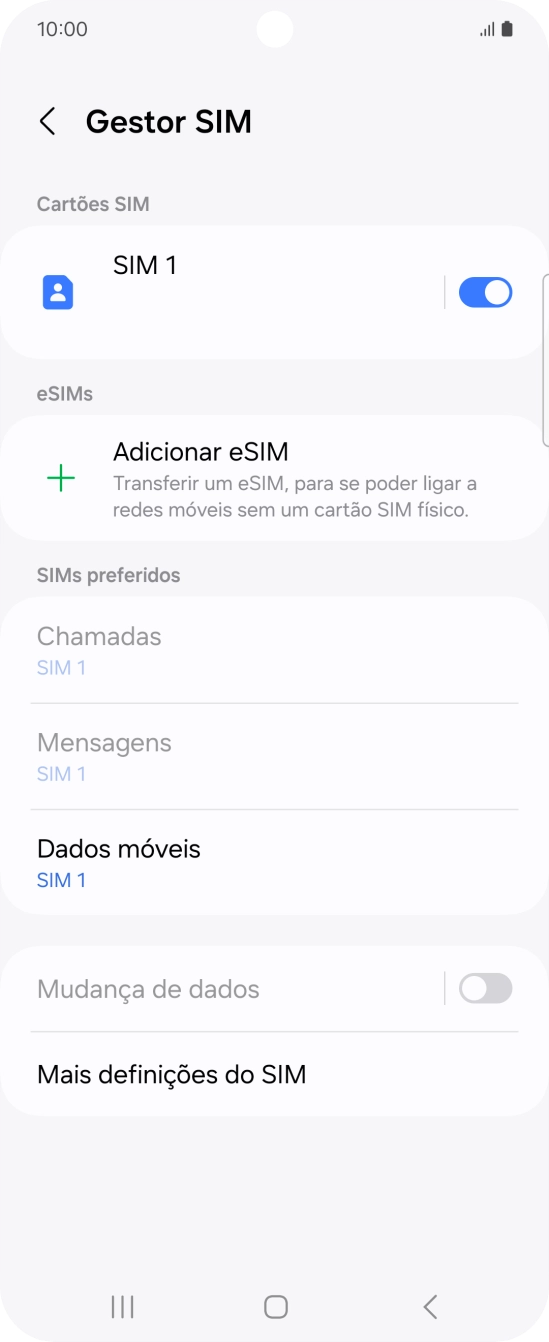 Prima Adicionar eSIM.