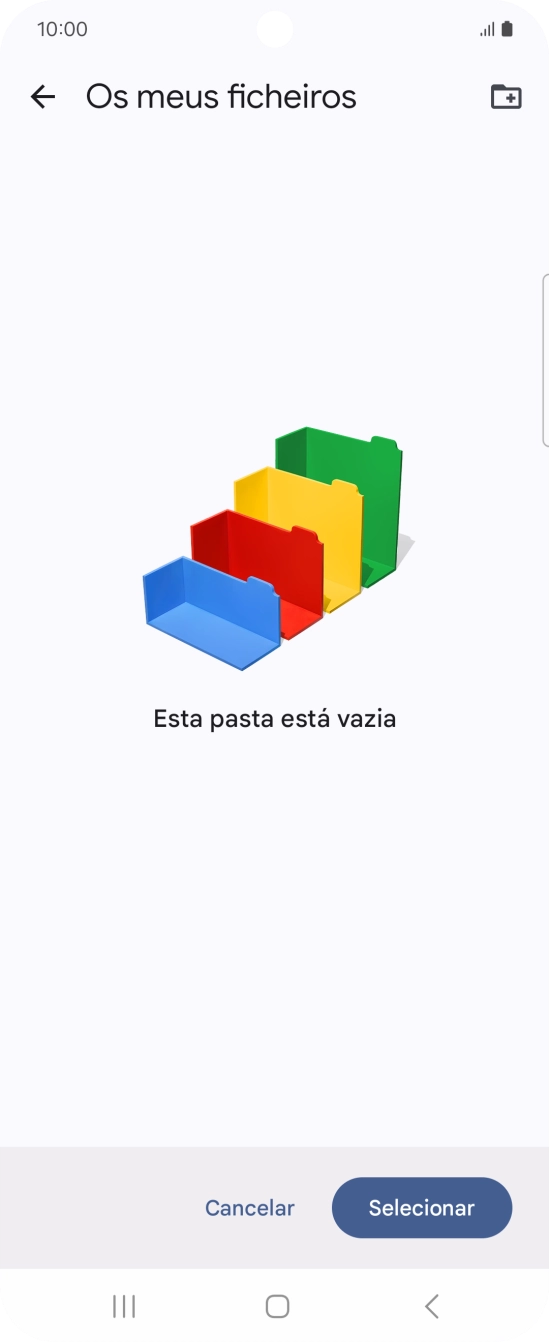 Se quiser criar uma nova pasta, prima o ícone de nova pasta e siga as indicações no ecrã para criar uma nova pasta.