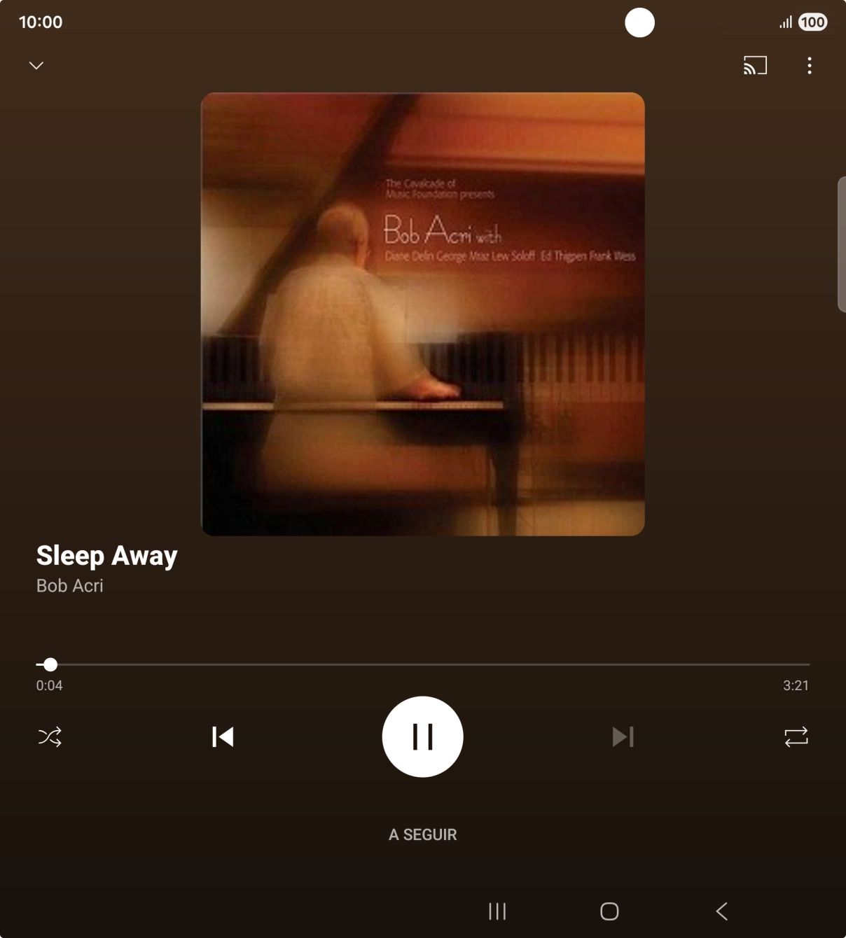 Prima a seta para a direita para ir para o ficheiro de música seguinte.