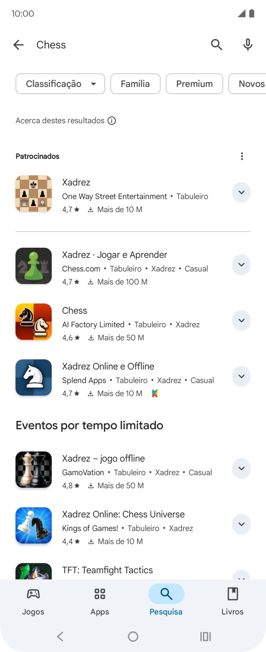 Prima a app pretendida.