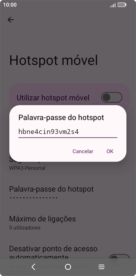 Introduza a password pretendida e prima OK.