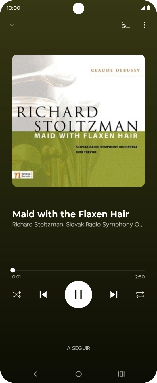 Prima a seta para a direita para ir para o ficheiro de música seguinte.