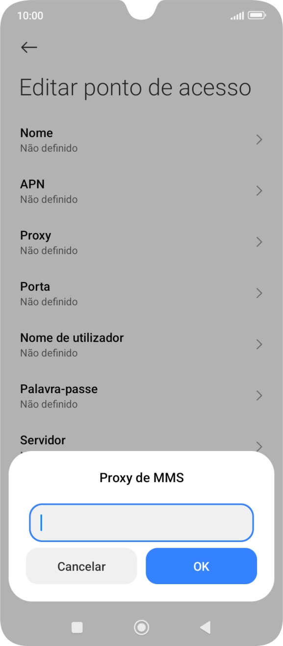 Introduza iproxy.vodafone.pt e prima OK.