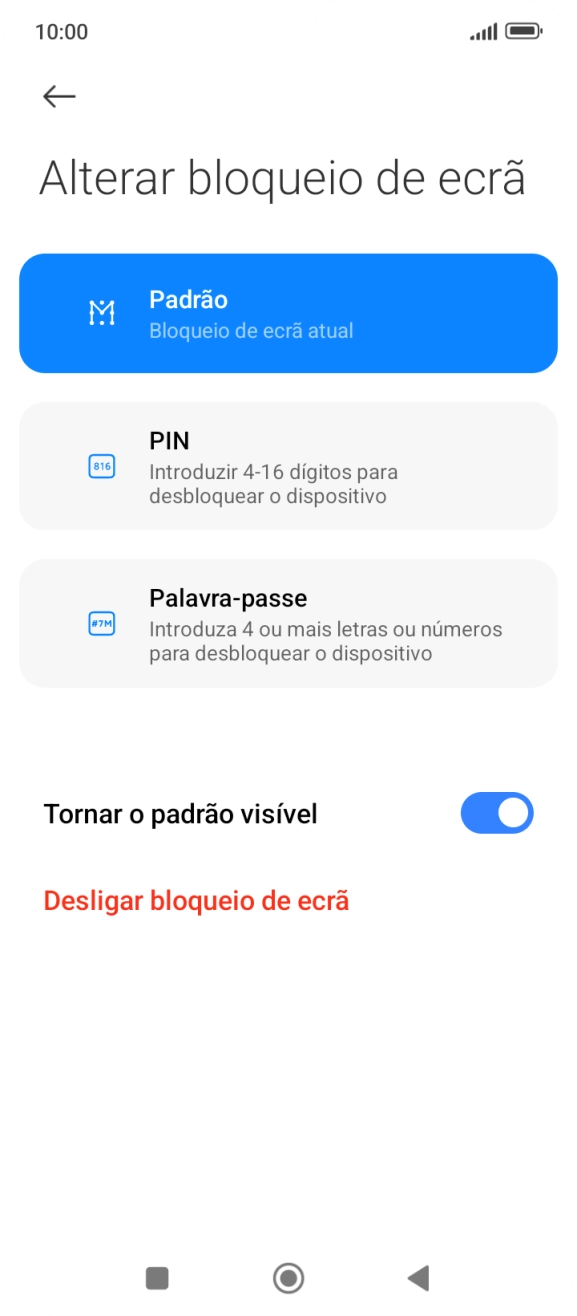 Prima Desligar bloqueio de ecrã e introduza o código adicional de bloqueio do telefone que criou anteriormente.