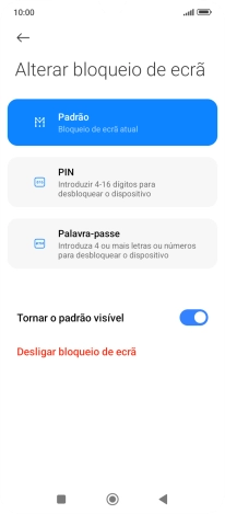 Prima Desligar bloqueio de ecrã e introduza o código adicional de bloqueio do telefone que criou anteriormente.