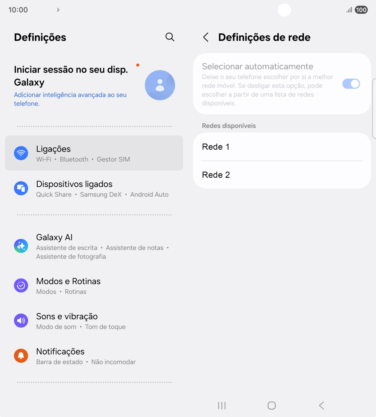 Prima a rede pretendida.