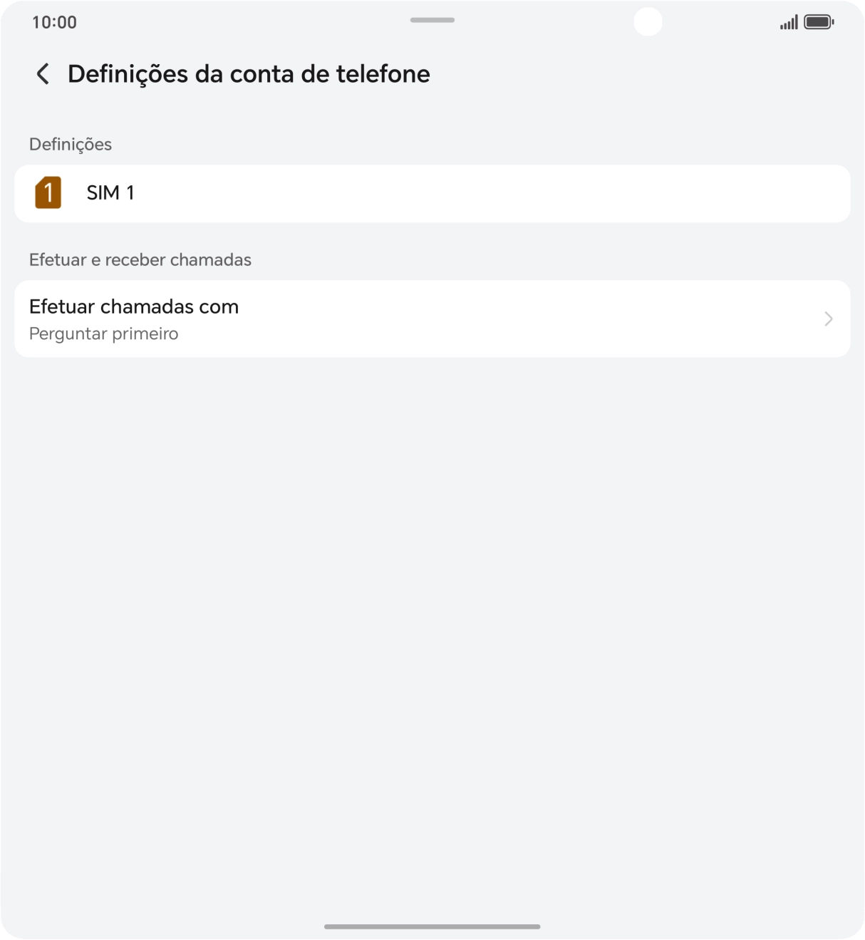 Prima o nome do cartão SIM.