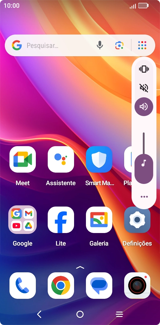 Prima o ícone de perfil silencioso para ativar o perfil silencioso.
