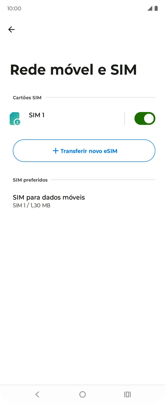 Prima o nome do cartão SIM.