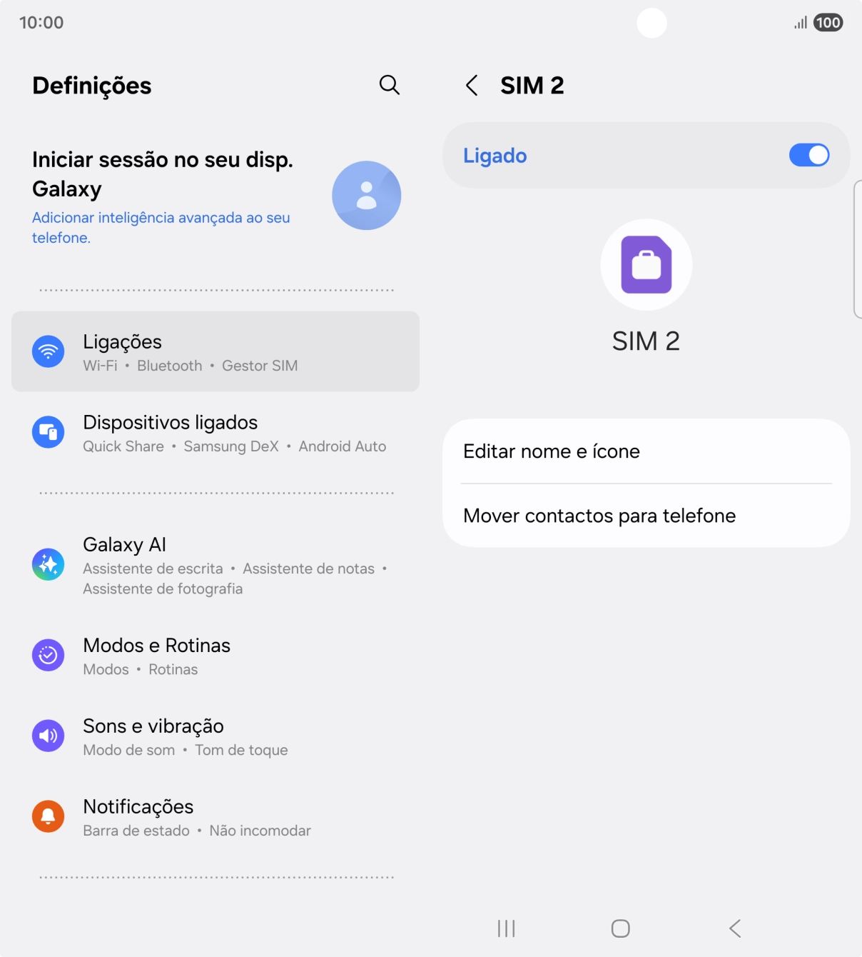 Prima o indicador para ativar ou desativar a utilização do plano.
