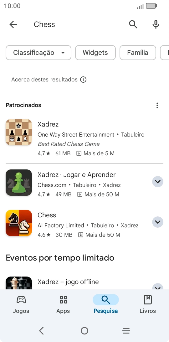 Prima a app pretendida.