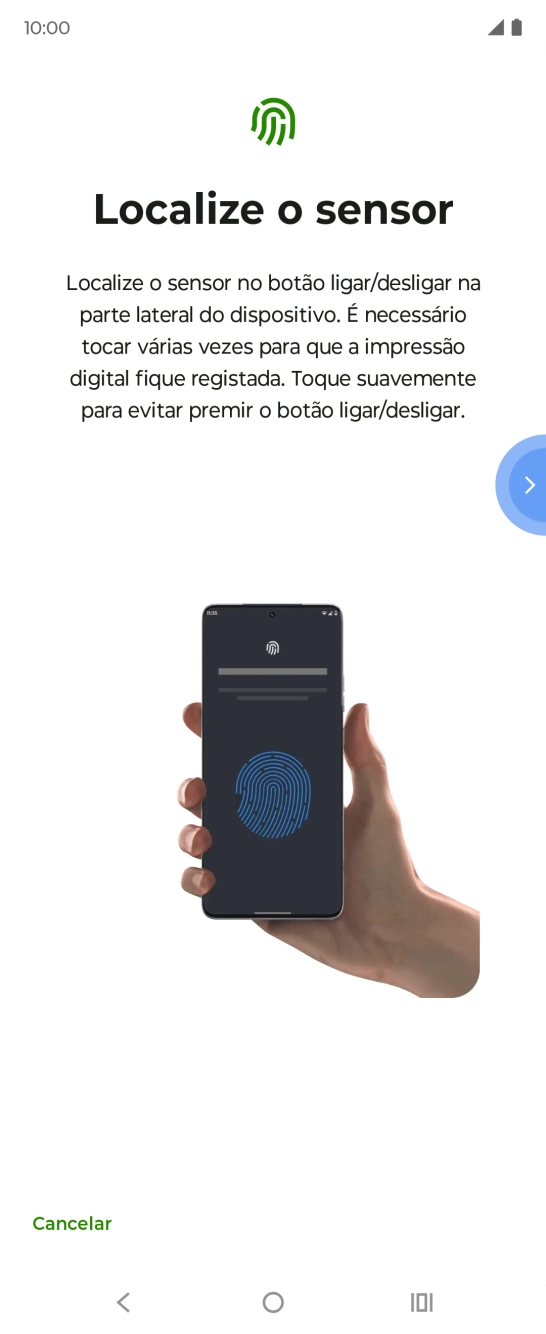 Siga as indicações no ecrã para definir a impressão digital como código de bloqueio.