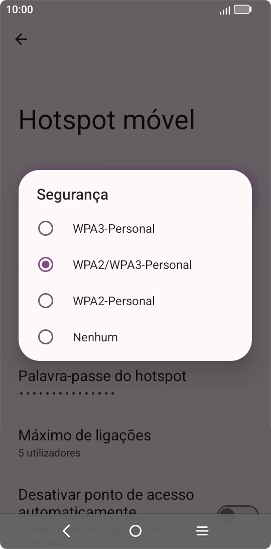 Prima WPA3-Personal para proteger o hotspot Wi-Fi com uma password.