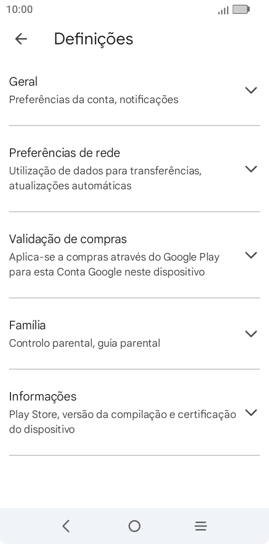 Prima Preferências de rede.